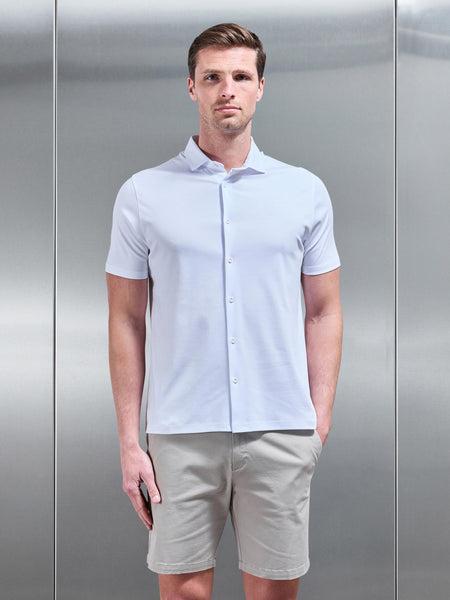 Mercerised Cotton Short Sleeve Shirt in White | ARNE UK