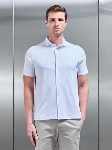 Mercerised Cotton Short Sleeve Shirt in White