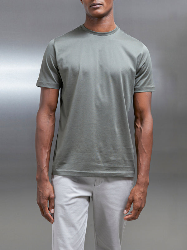 Mercerised Cotton T-shirt in Sage