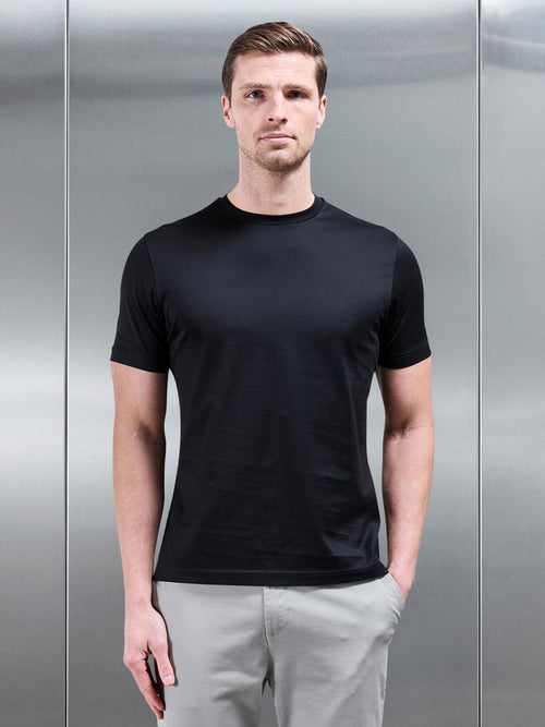 Mercerised Cotton T-Shirt in Black