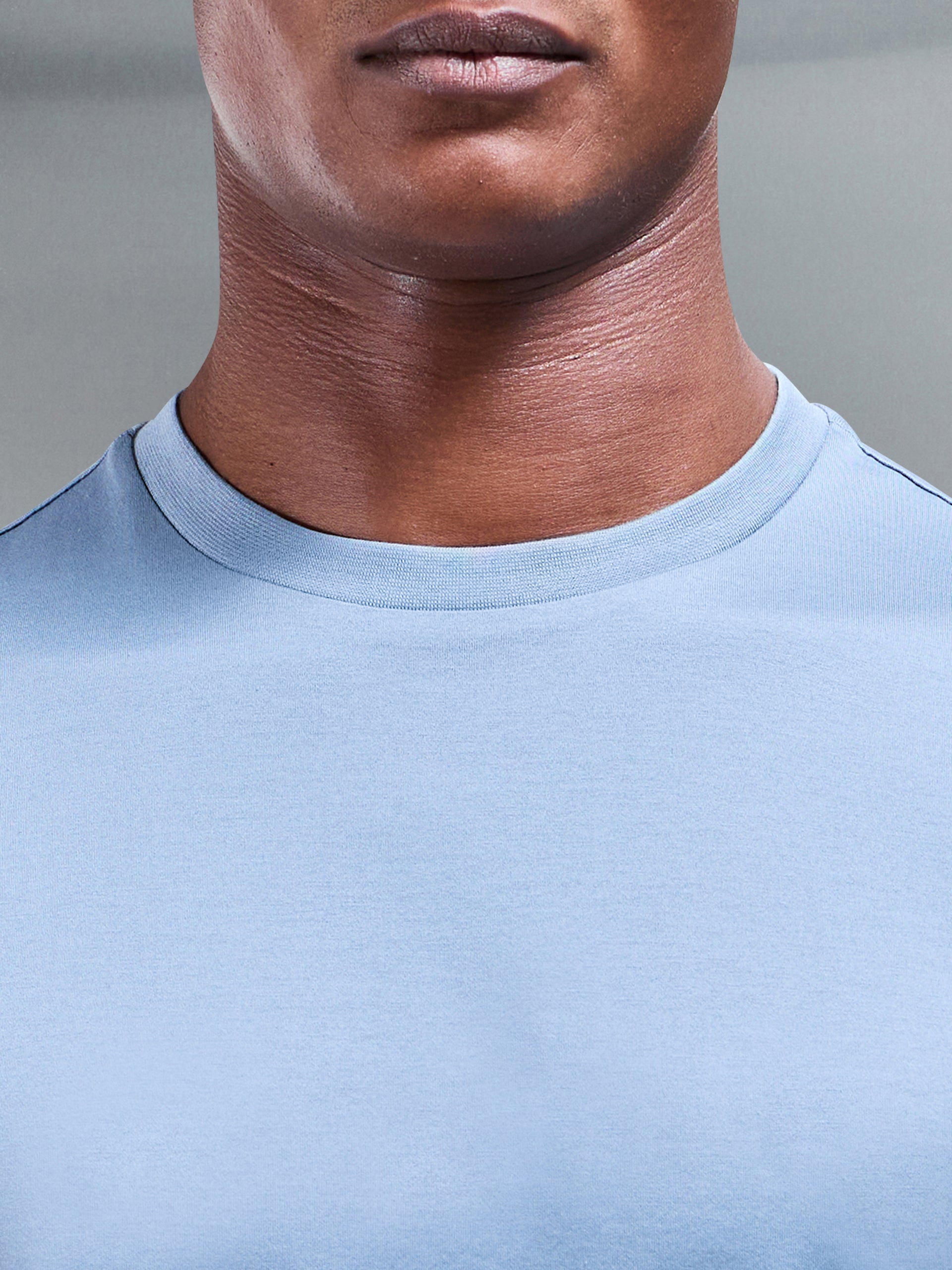 Mercerised Cotton T-Shirt in Light Blue