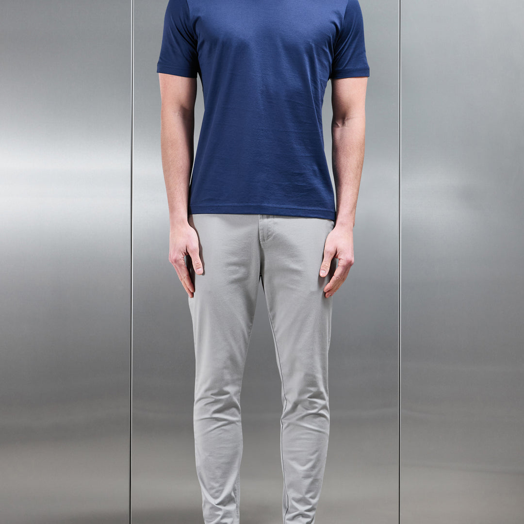 Mercerised Cotton T-Shirt in Navy