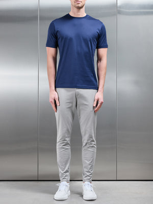 Mercerised Cotton T-Shirt in Navy