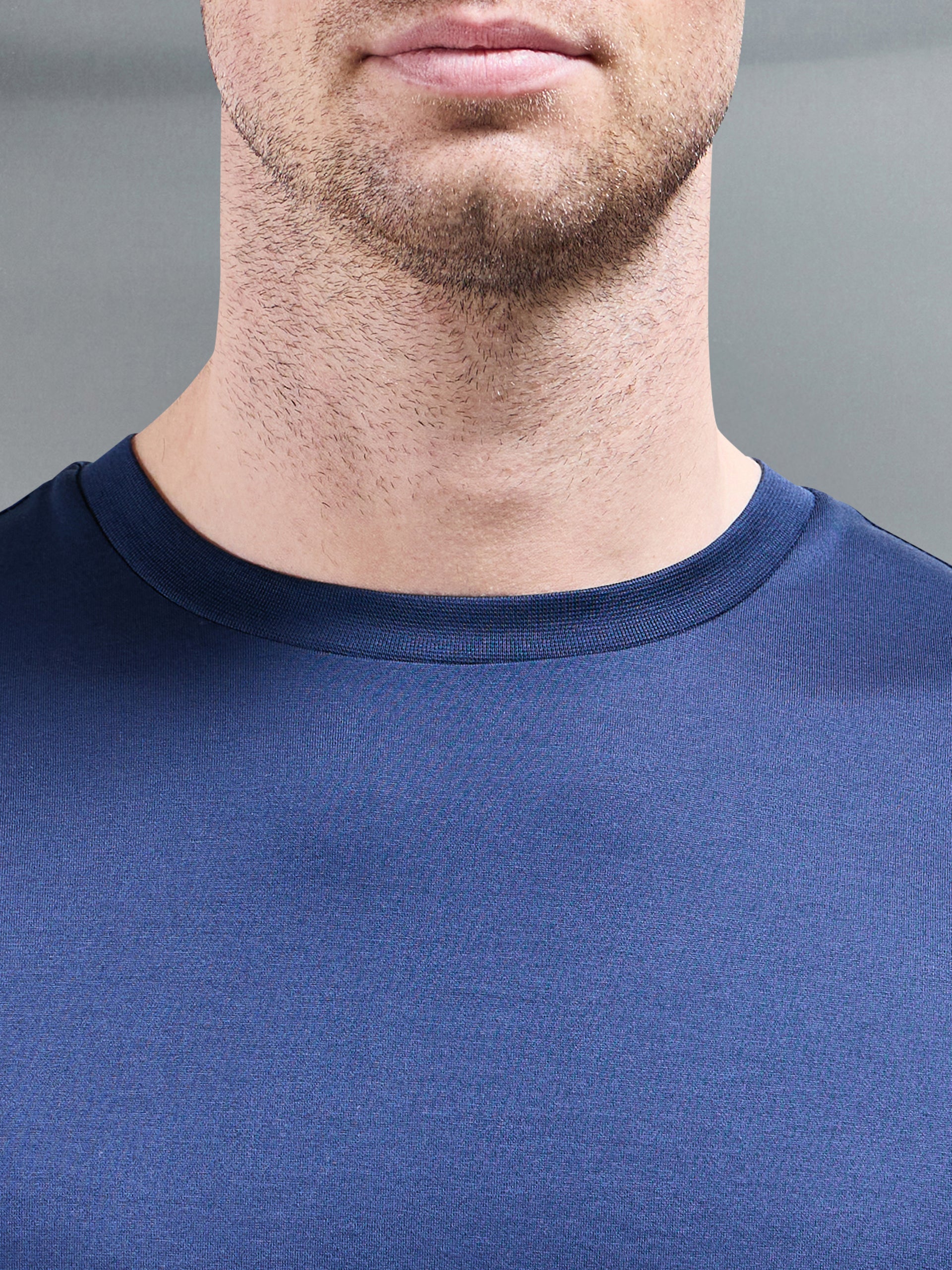 Mercerised Cotton T-Shirt in Navy