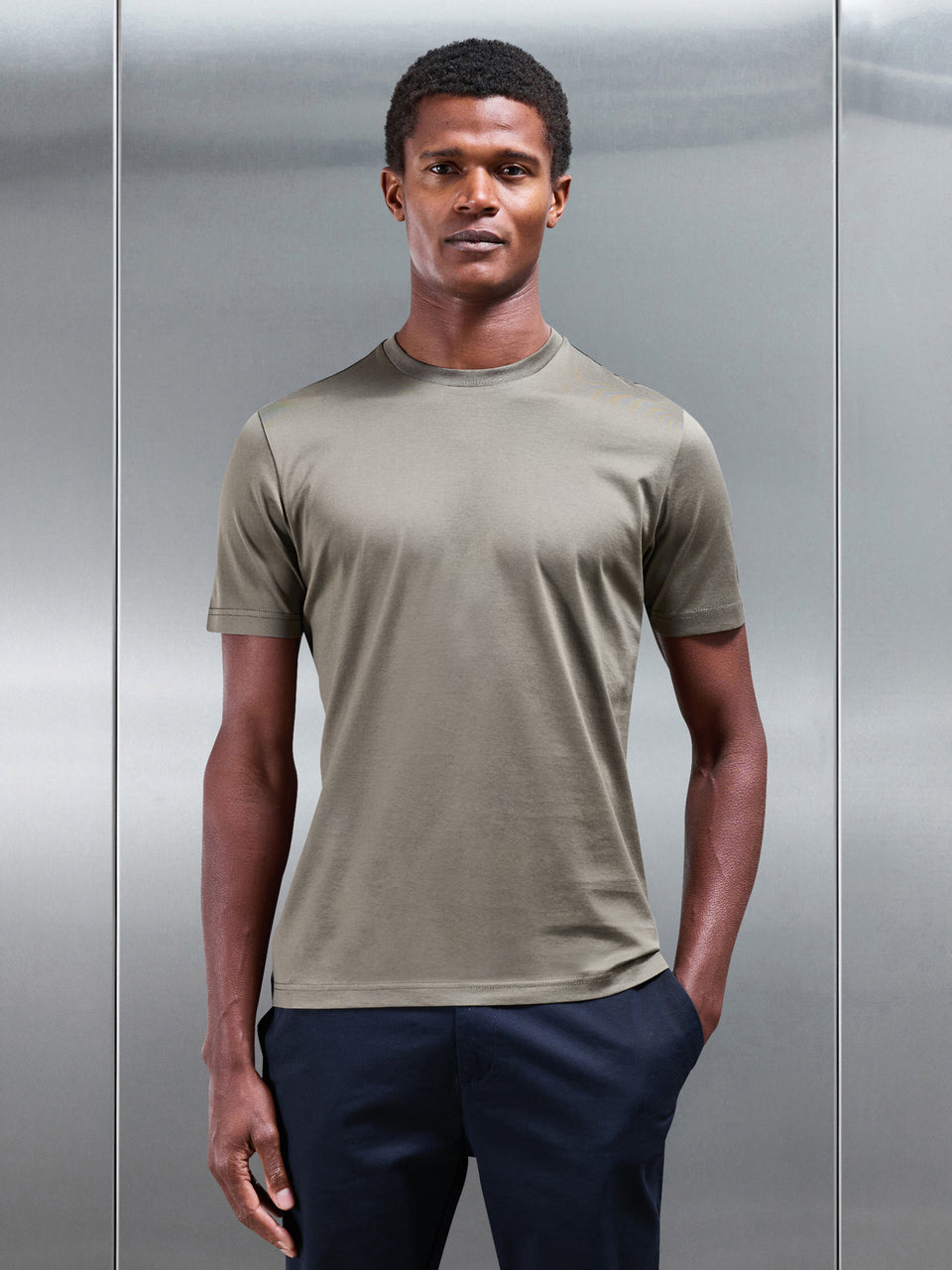 Mercerised Cotton T-Shirt in Sage