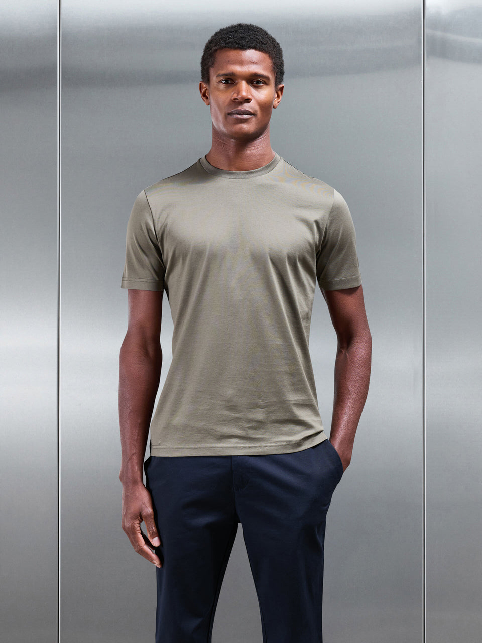 Mercerised Cotton T-Shirt in Sage