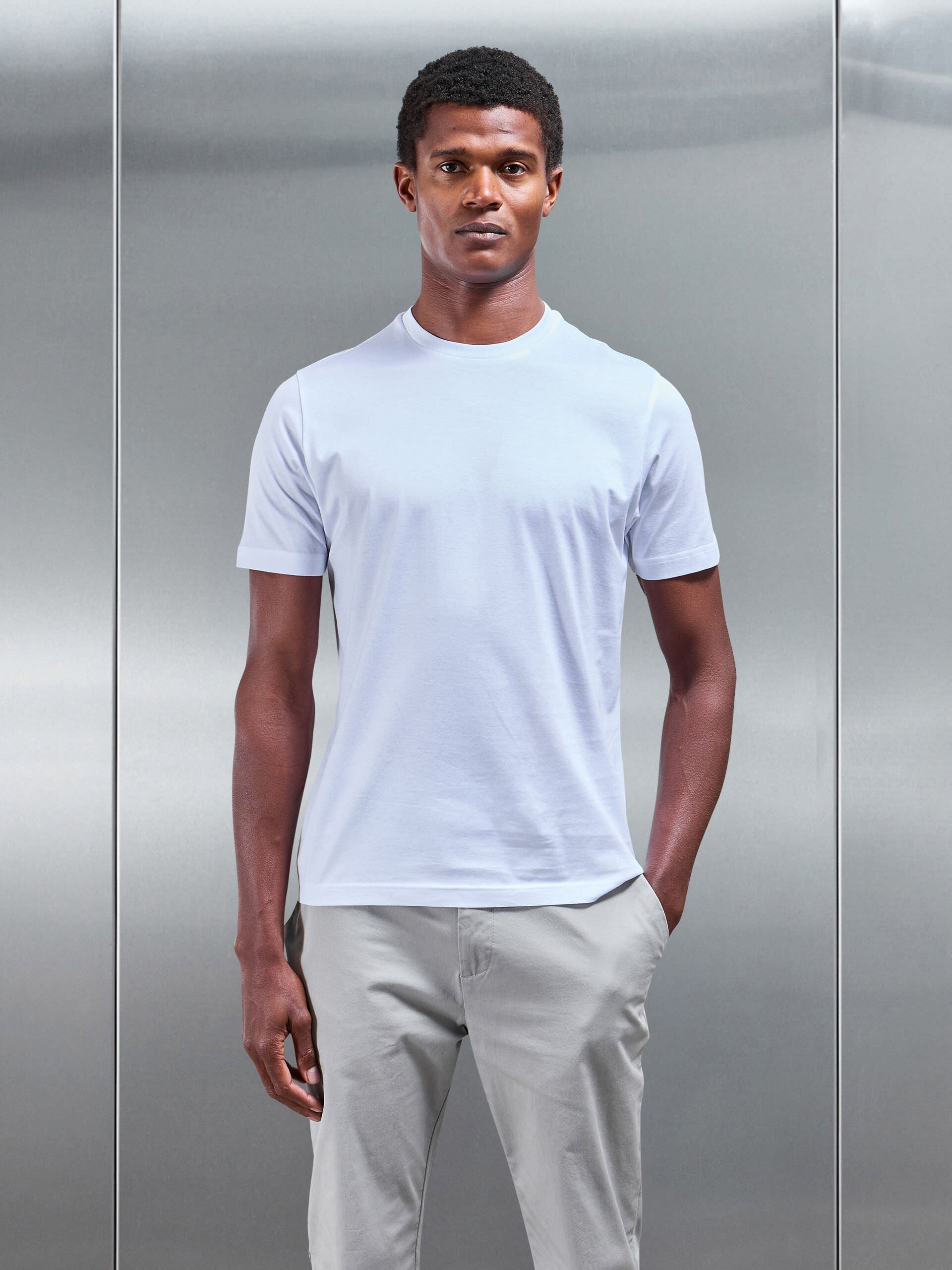 Mercerised Cotton T-Shirt in White