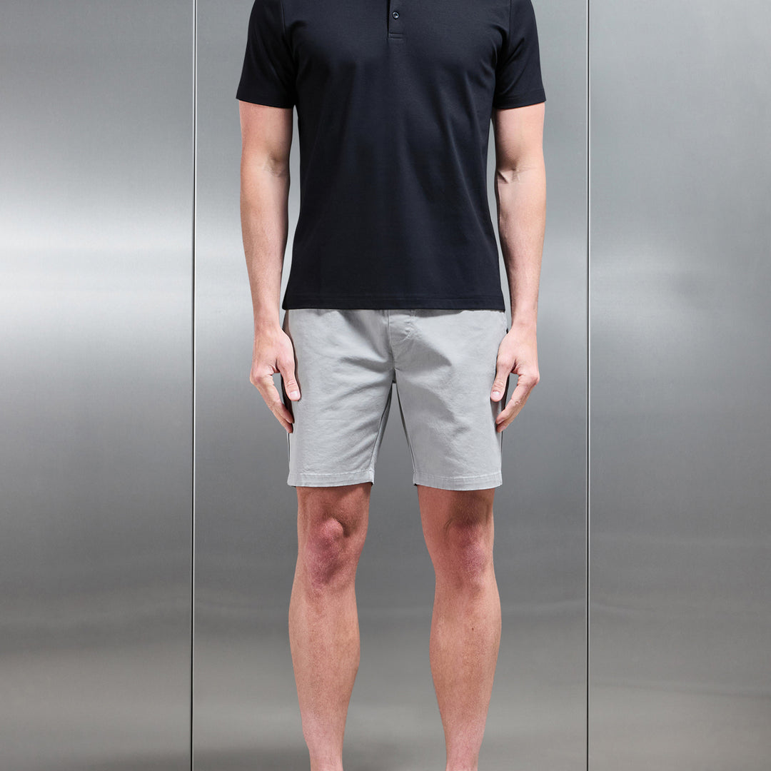 Mercerised Interlock Button Polo Shirt in Black