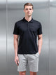 Mercerised Interlock Button Polo Shirt in Black
