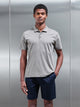 Mercerised Interlock Button Polo Shirt in Dark Stone