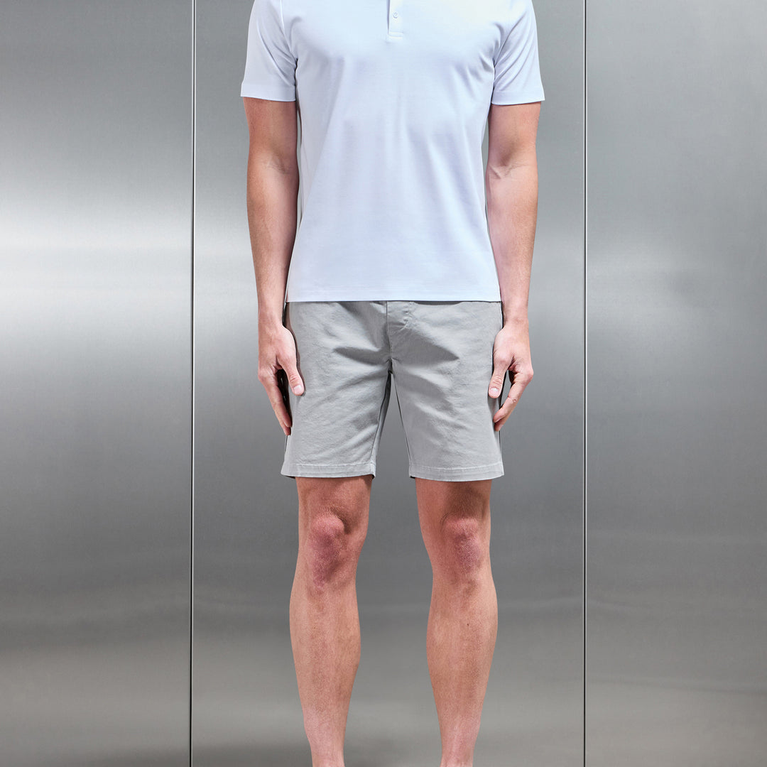 Mercerised Interlock Button Polo Shirt in White