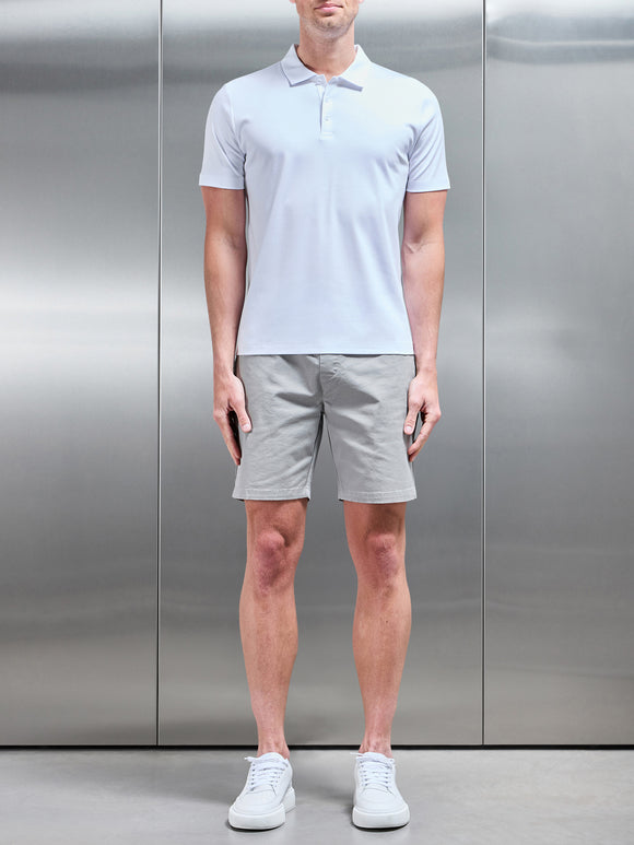 Mercerised Interlock Button Polo Shirt in White