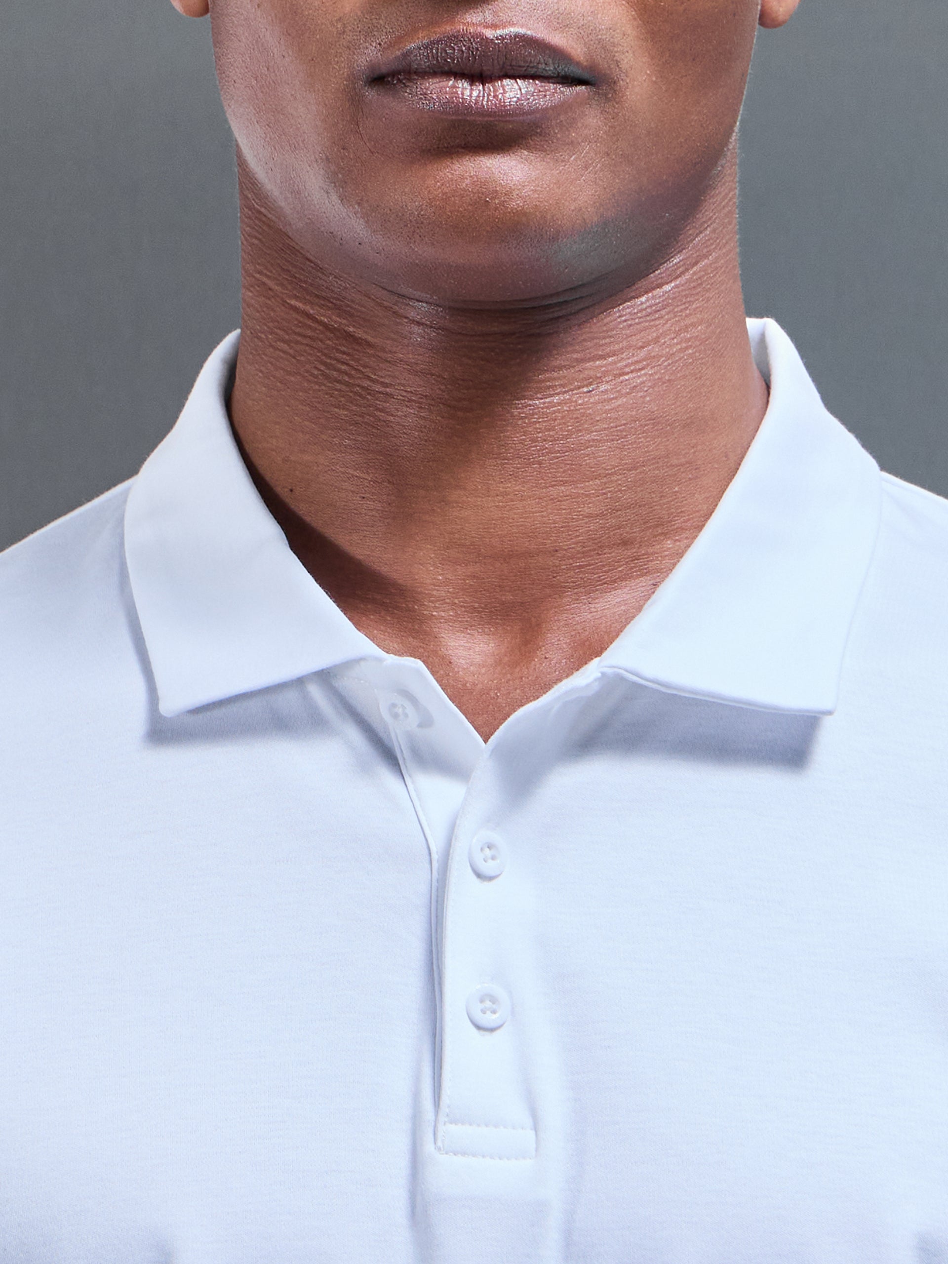 Mercerised Interlock Button Polo Shirt in White