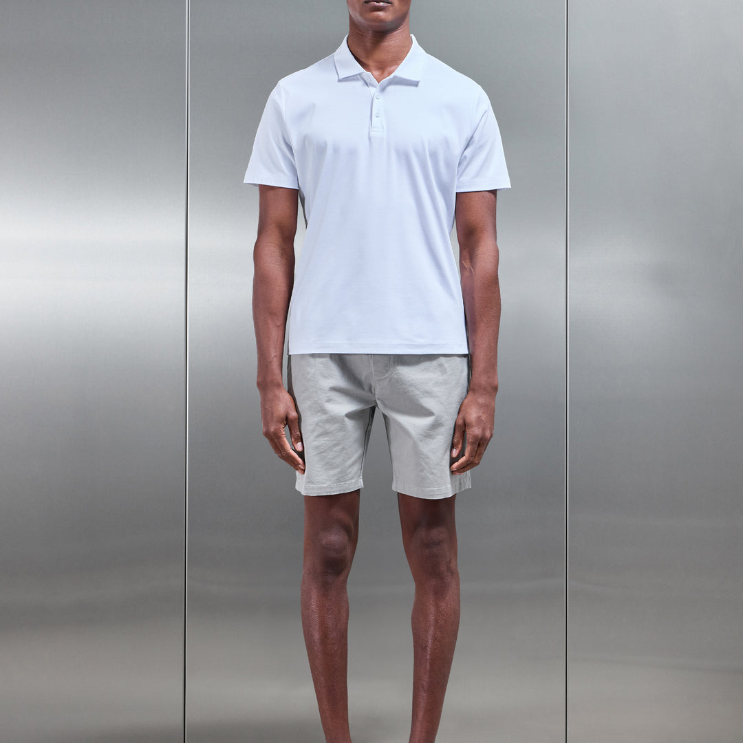 Mercerised Interlock Button Polo Shirt in White