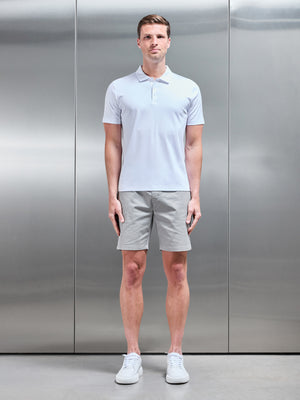 Mercerised Interlock Button Polo Shirt in White