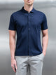 Mercerised Interlock Button Through Shirt in Navy