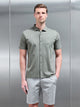 Mercerised Interlock Button Through Shirt in Sage