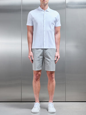 Mercerised Interlock Button Through Shirt in White