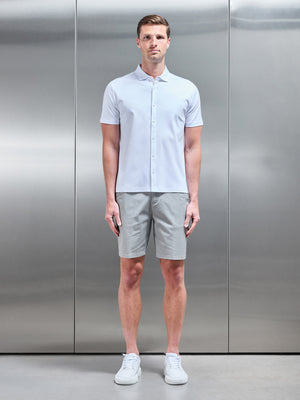 Mercerised Interlock Button Through Shirt in White