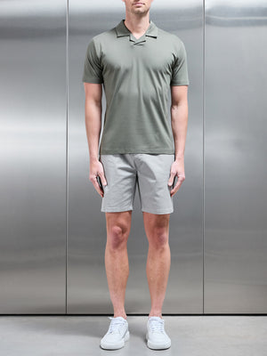 Mercerised Interlock Revere Collar Polo Shirt in Sage