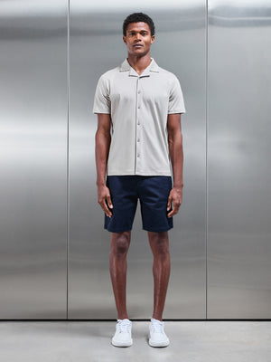 Mercerised Interlock Revere Collar Shirt in Stone
