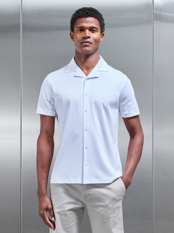Mercerised Interlock Revere Collar Shirt in White