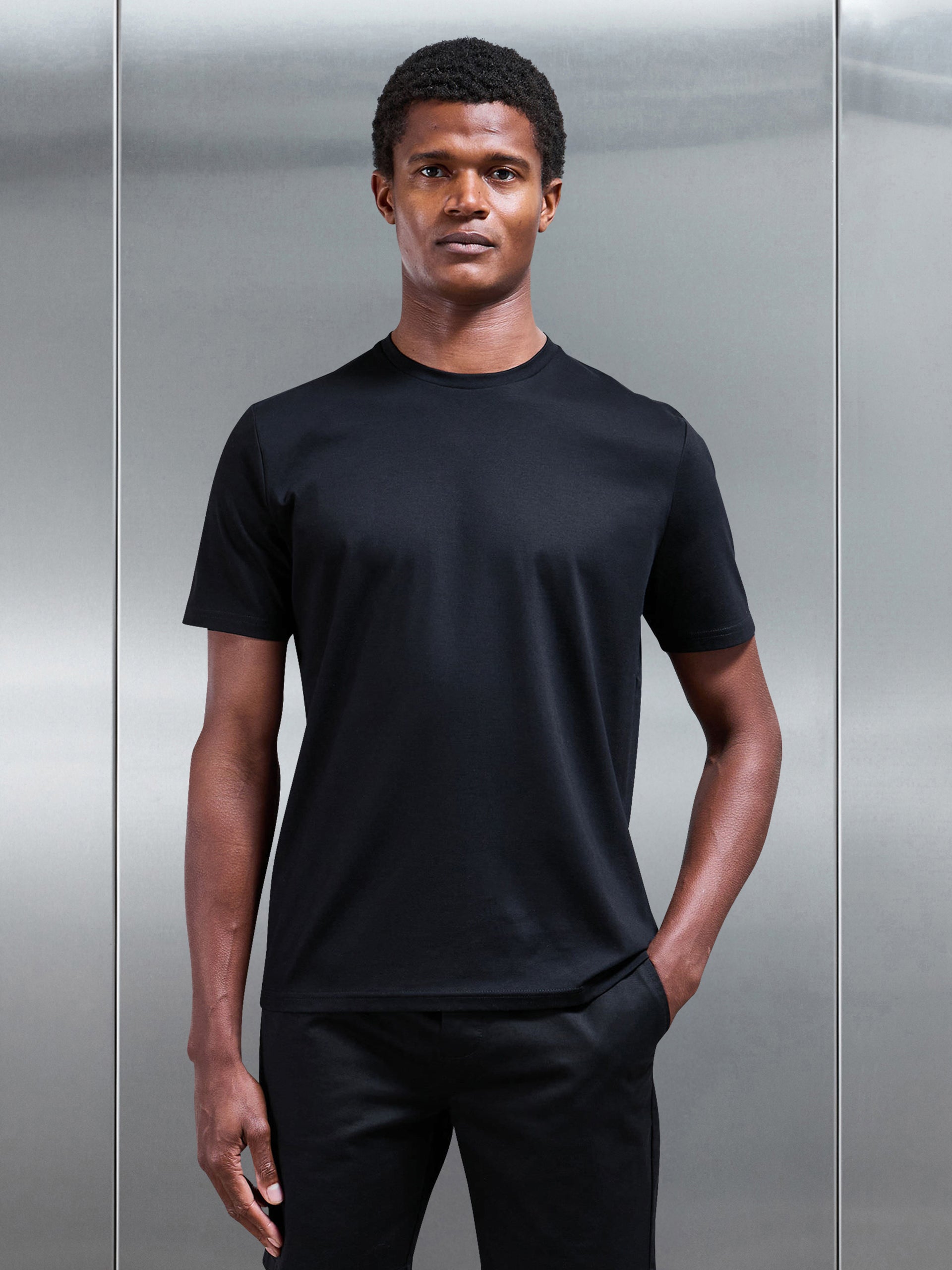 Mercerised Interlock T-Shirt in Black