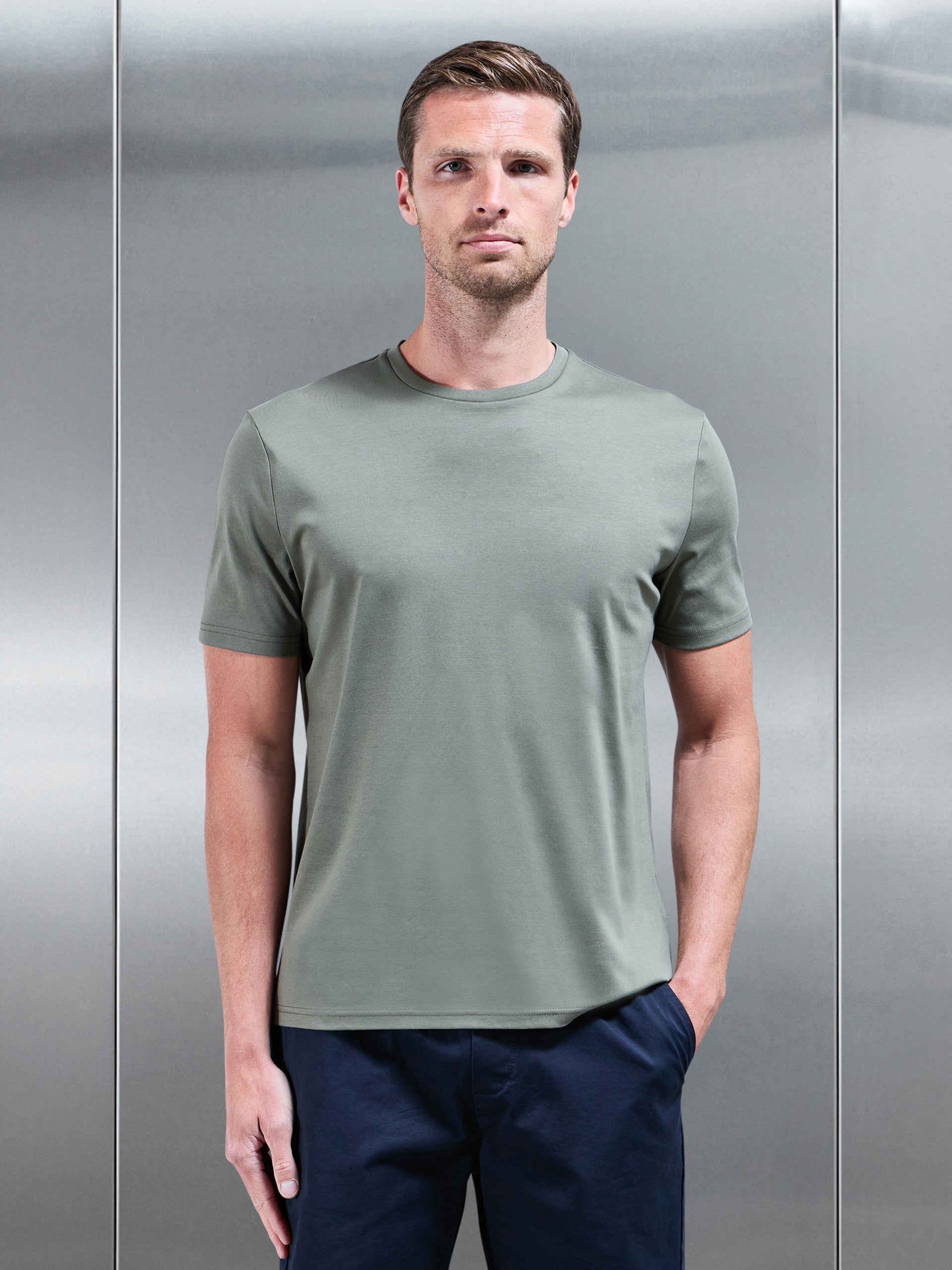 Mercerised Interlock T-Shirt in Sage