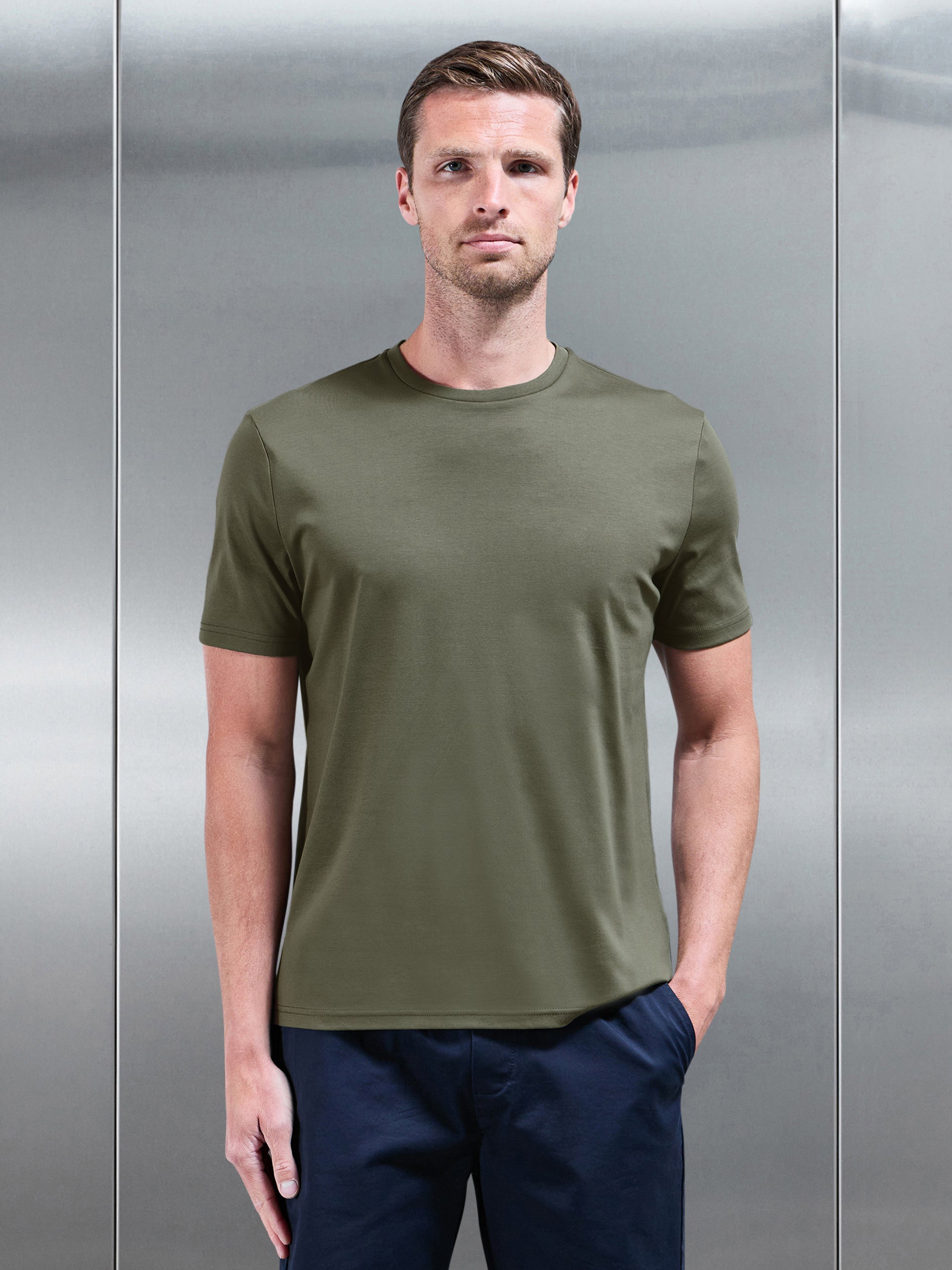 Mercerised Interlock T-Shirt in Sage