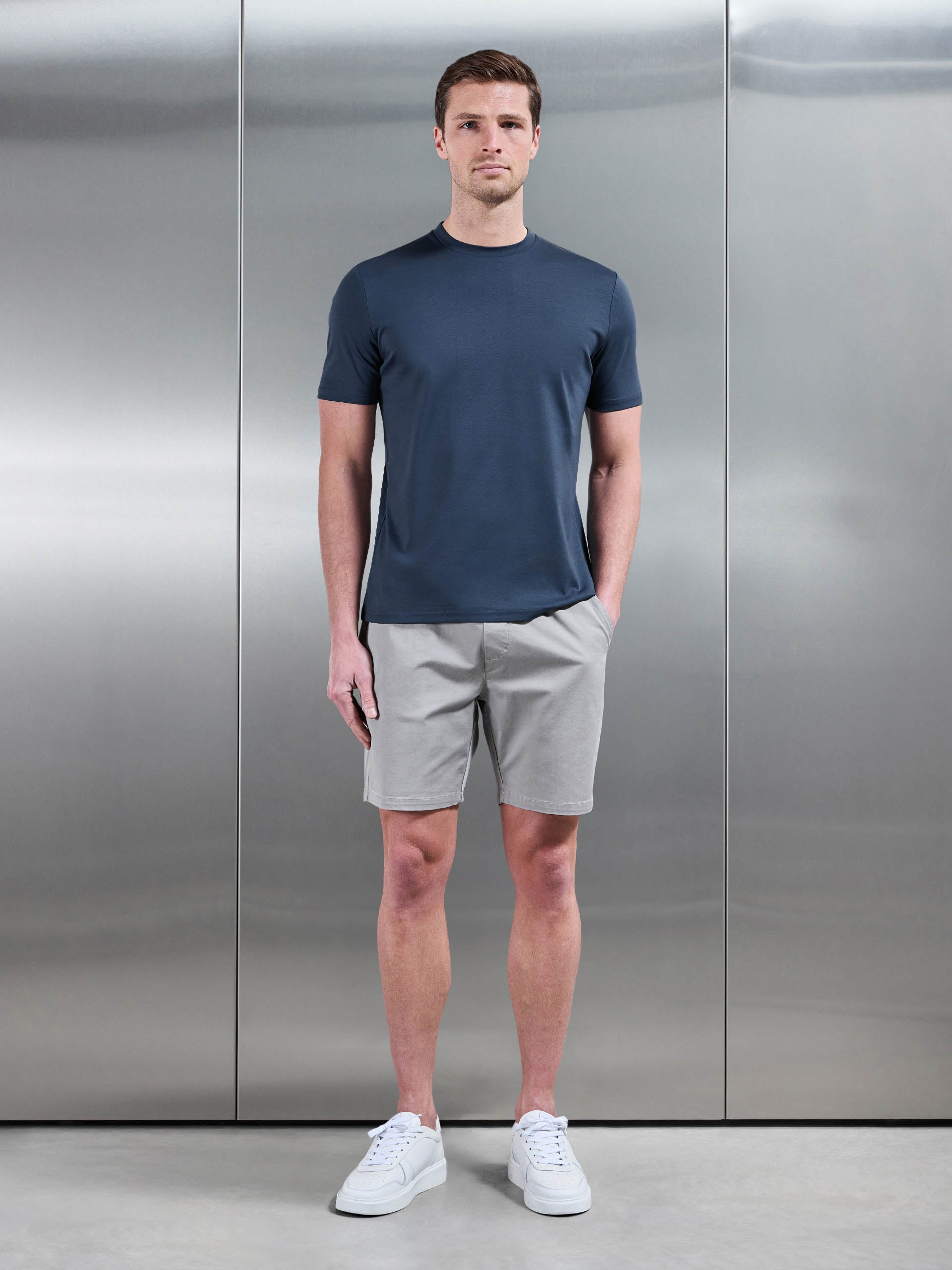 Mercerised Interlock T-Shirt in Steel Blue
