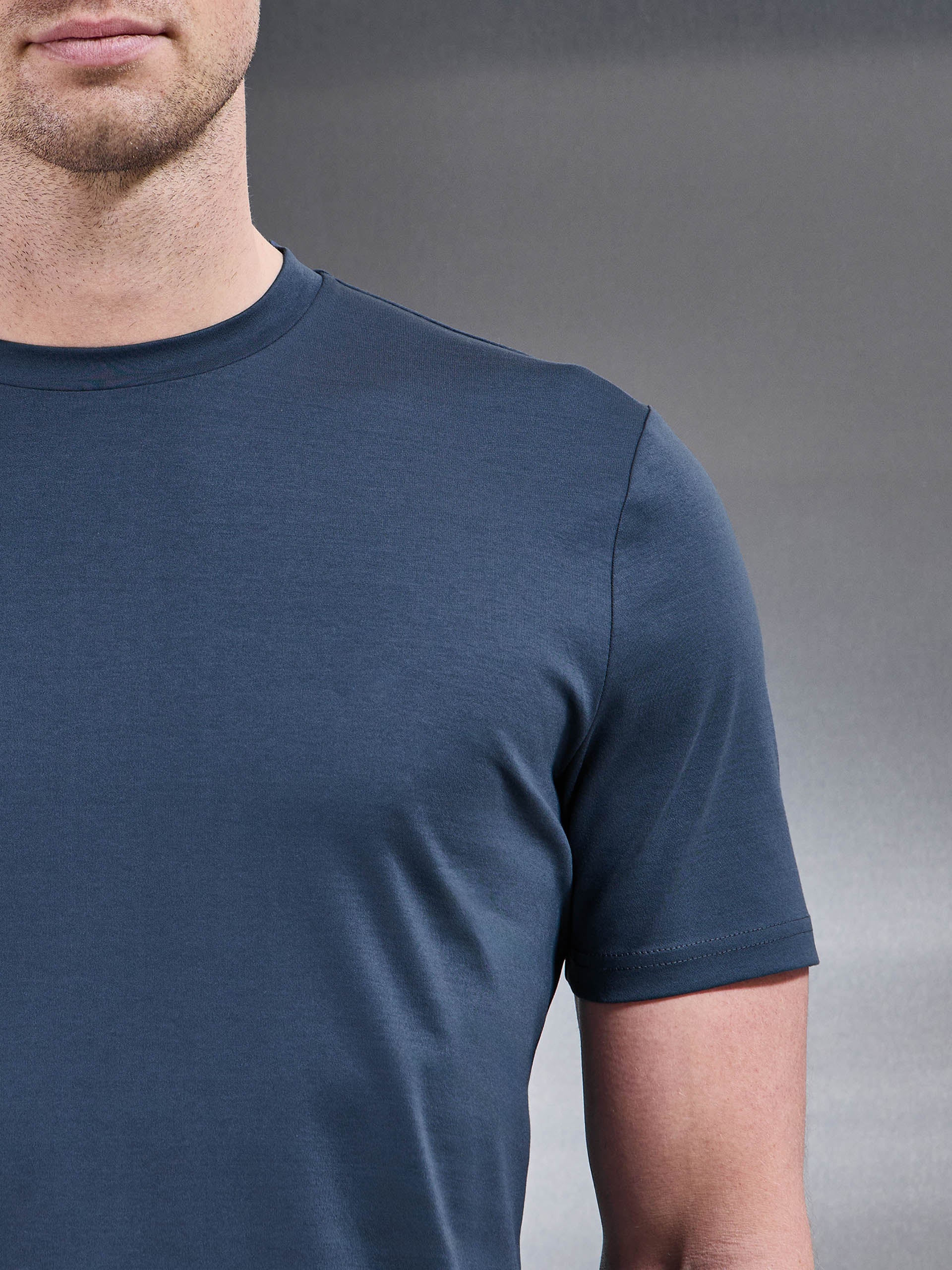 Mercerised Interlock T-Shirt in Steel Blue