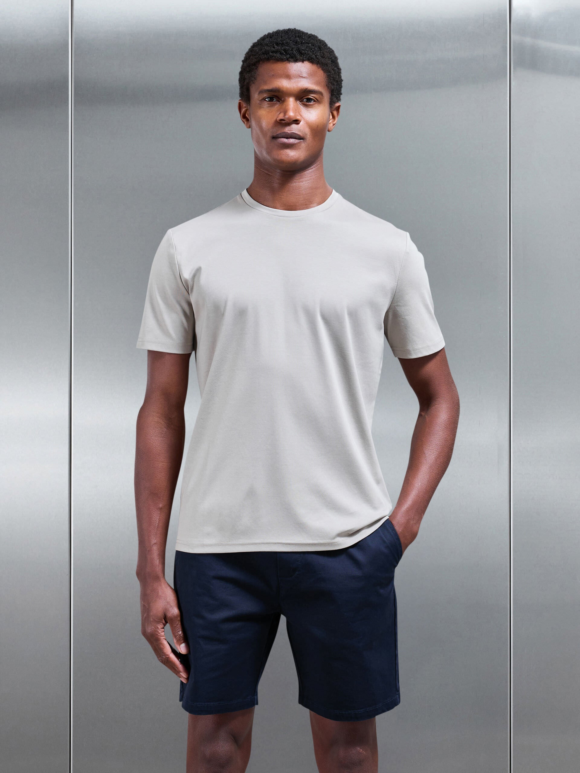 Mercerised Interlock T-Shirt in Stone
