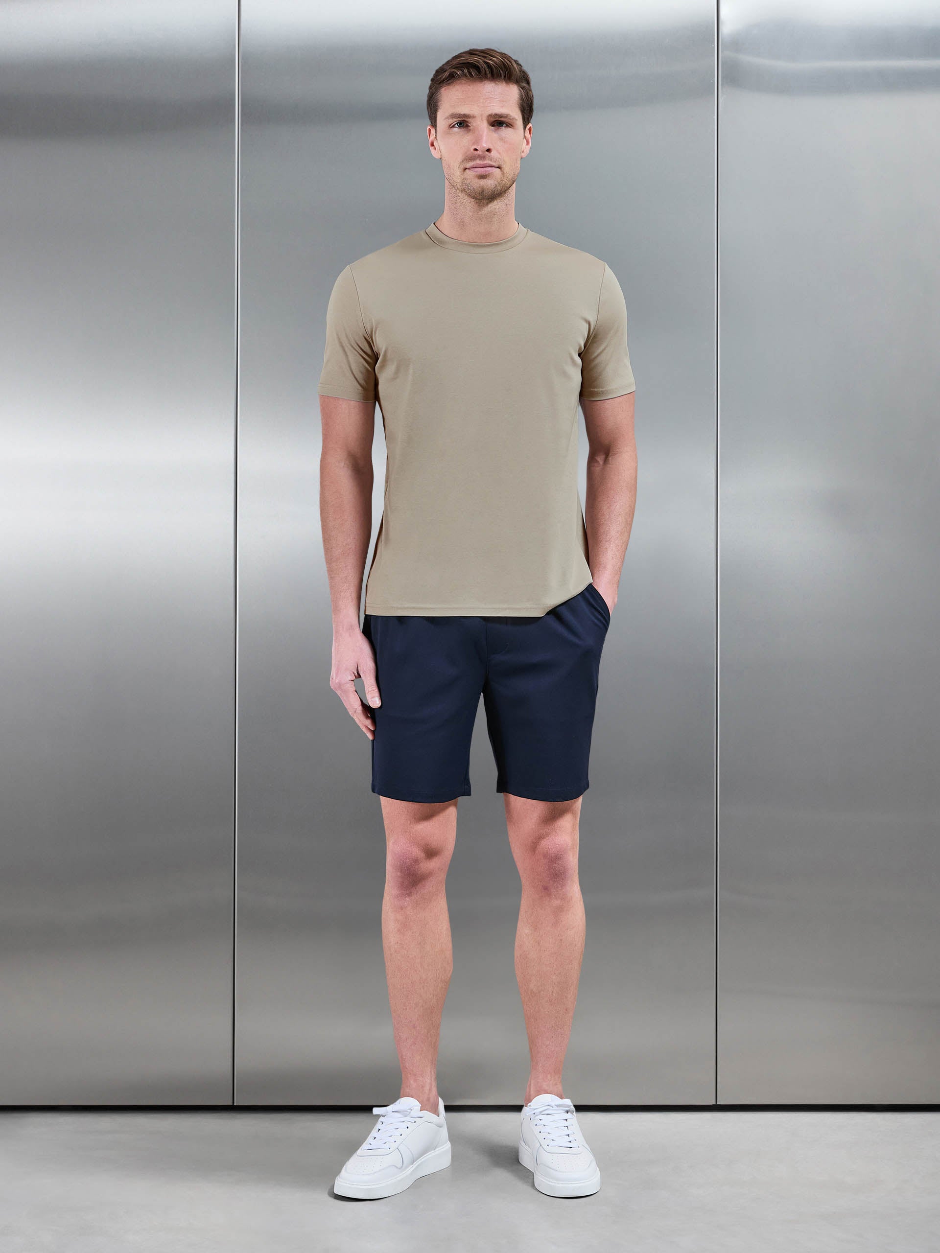 Mercerised Interlock T-Shirt in Stone