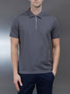 Mercerised Pique Zip Polo Shirt in Grey