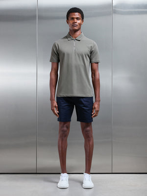 Mercerised Pique Zip Polo Shirt in Sage
