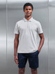 Mercerised Pique Zip Polo Shirt in Stone