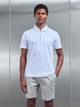 Mercerised Pique Zip Polo Shirt in White