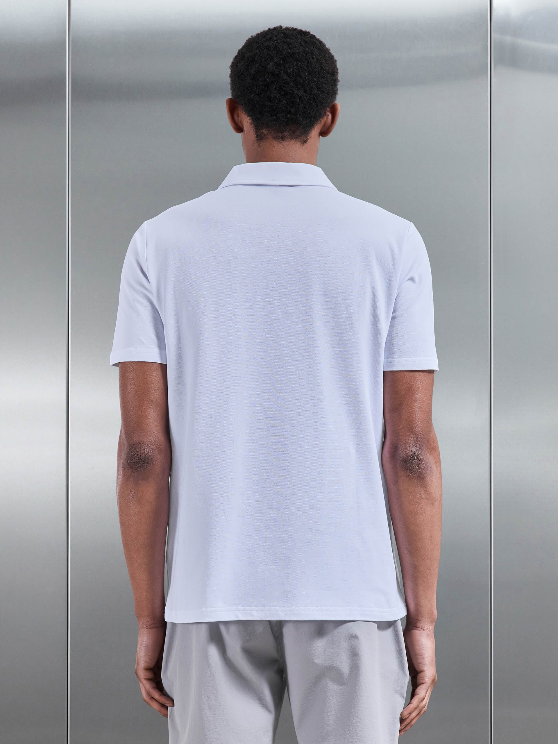 Mercerised Pique Zip Polo Shirt in White