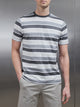Mercerised Cotton Colour Block Striped T-Shirt in Grey