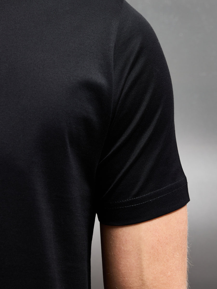 Mercerised Cotton T-shirt in Black