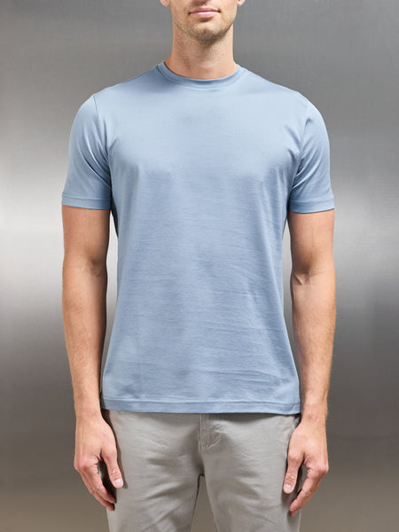 Mercerised Cotton T-shirt in Light Blue