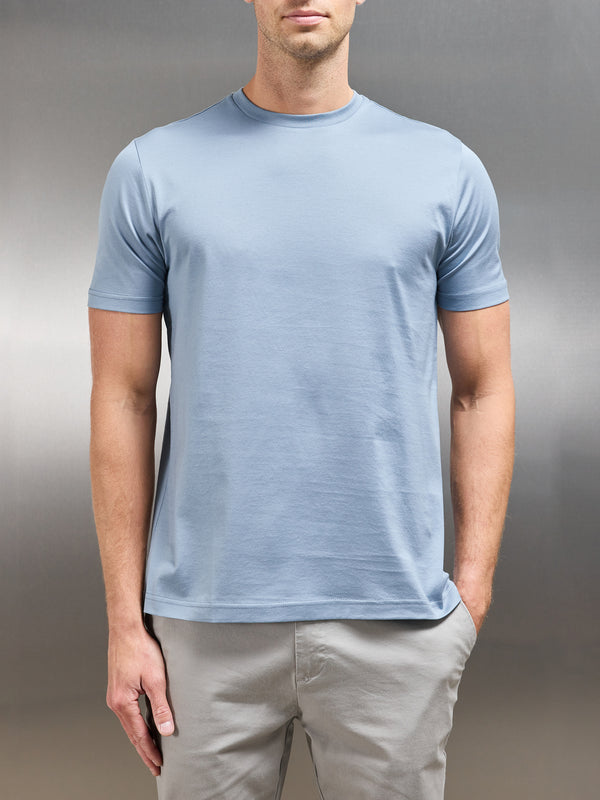 Mercerised Cotton T-shirt in Light Blue