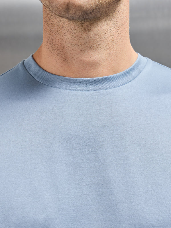 Mercerised Cotton T-shirt in Light Blue