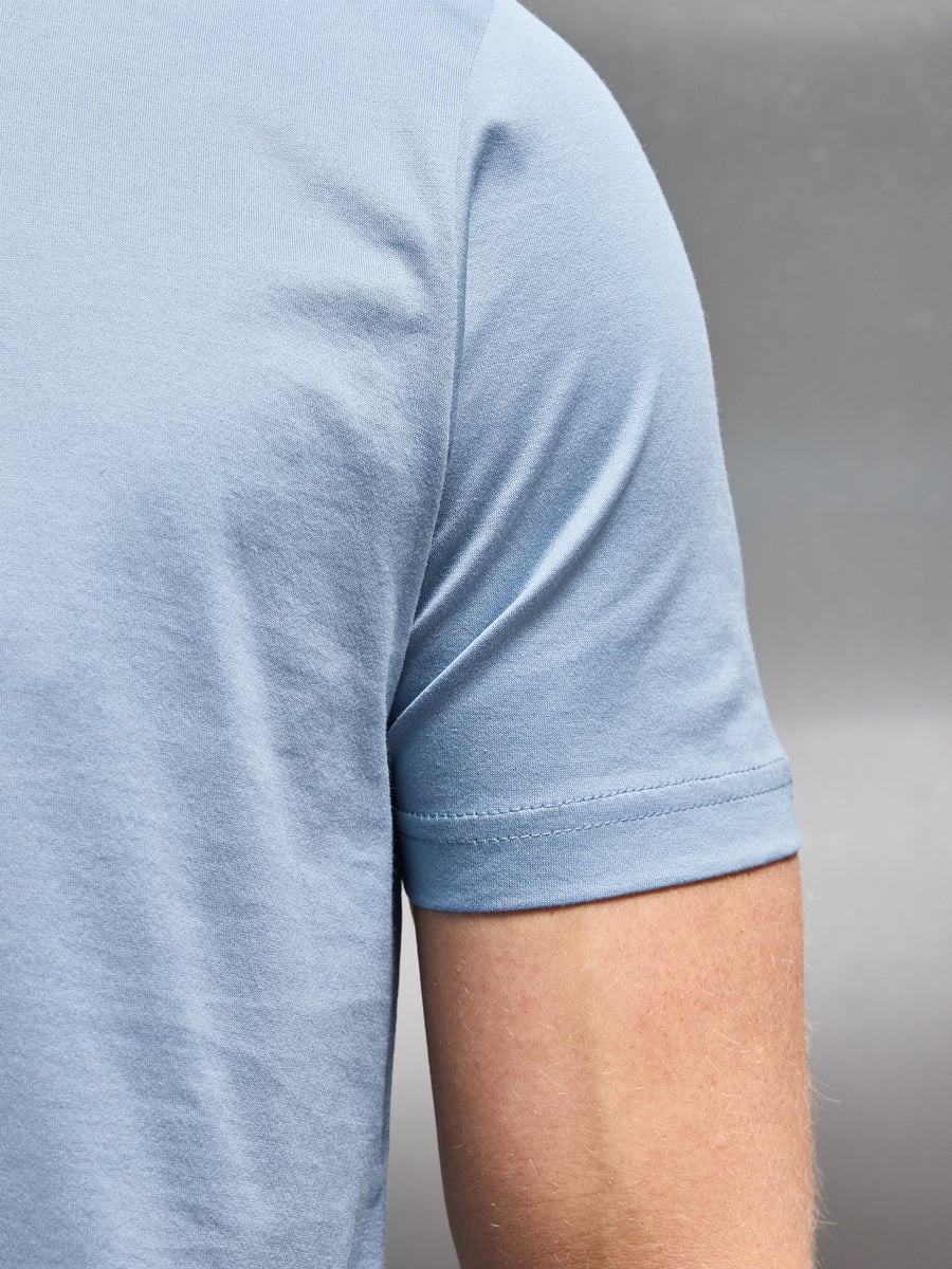 Mercerised Cotton T-shirt in Light Blue