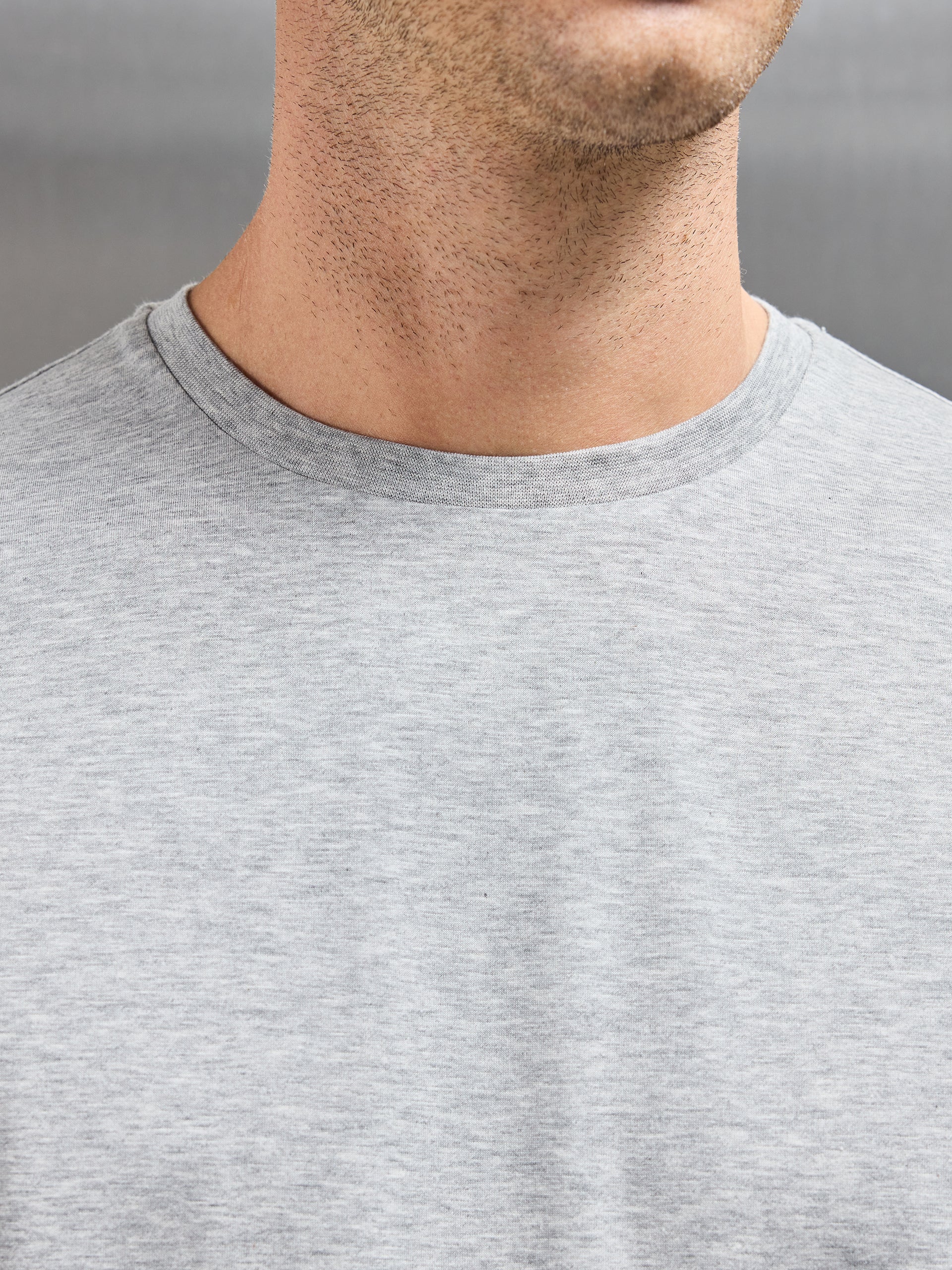 Mercerised Cotton T-shirt in Marl Grey