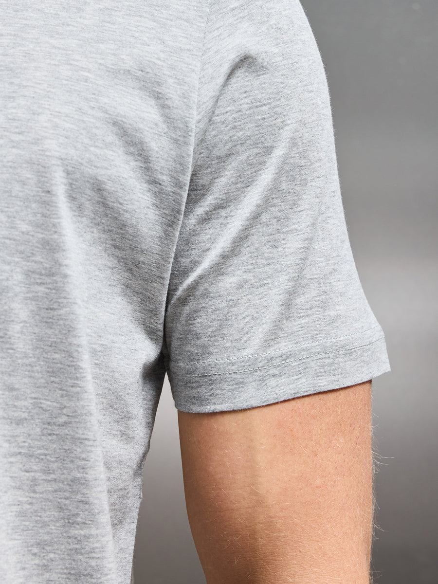 Mercerised Cotton T-shirt in Marl Grey