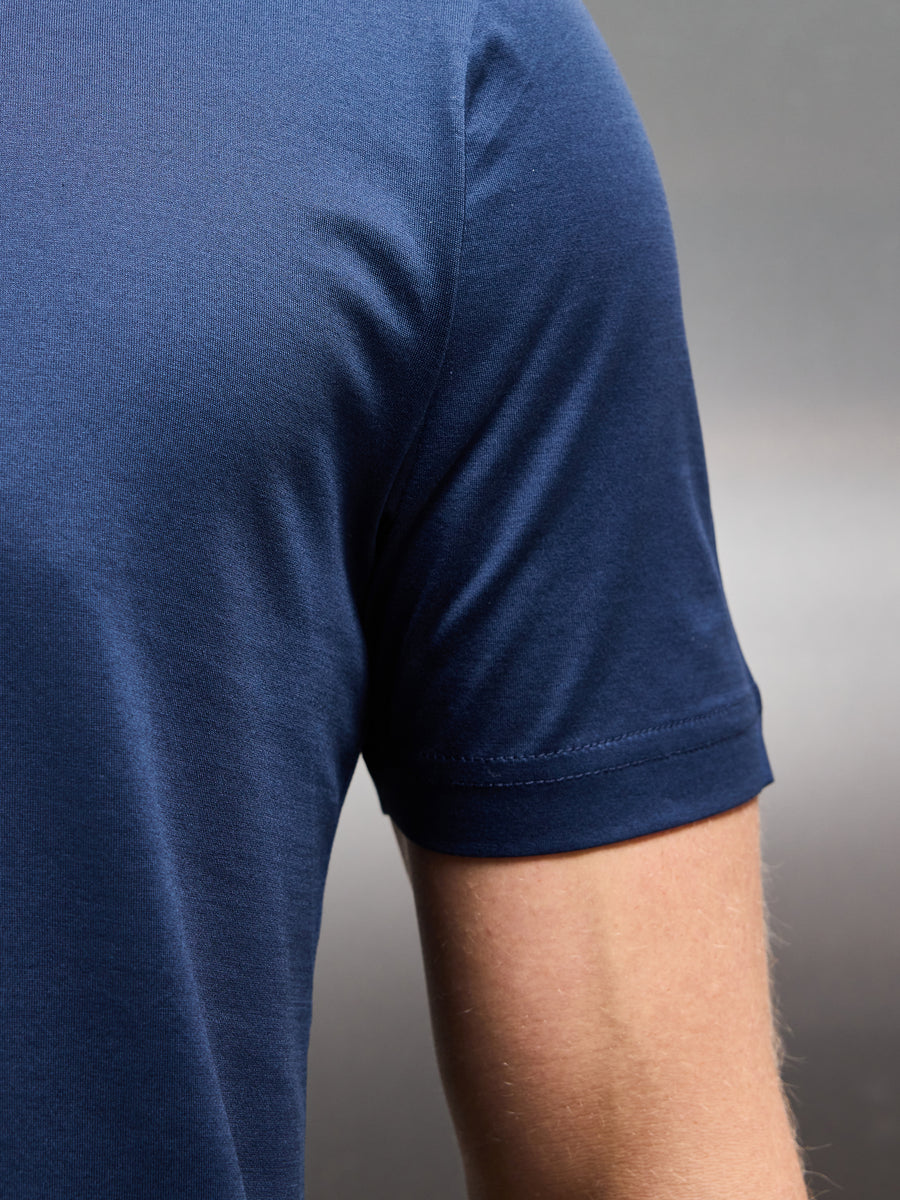 Mercerised Cotton T-shirt in Navy