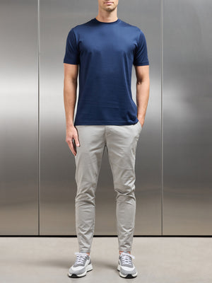 Mercerised Cotton T-shirt in Navy