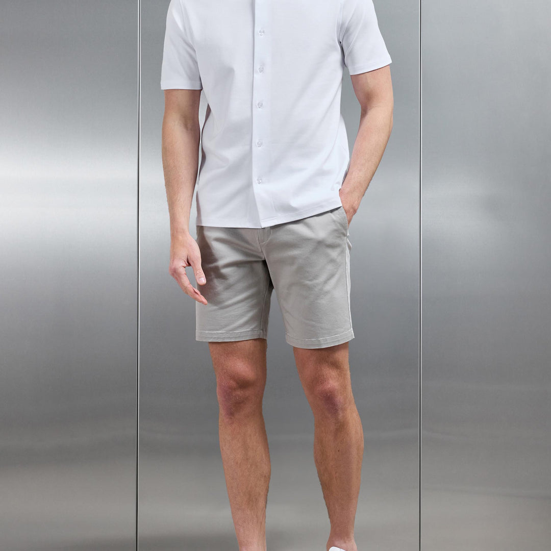 Mercerised Interlock Button Through Shirt in White
