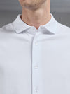 Mercerised Interlock Short Sleeve Button Through Shirt in White
